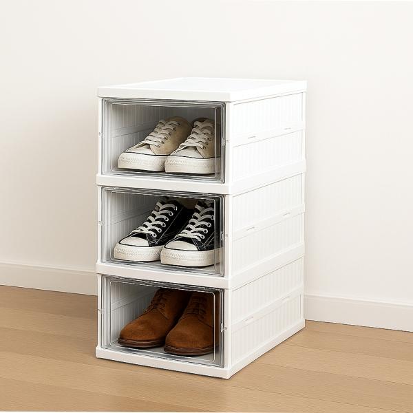 ORGANIZADOR ZAPATERO PLEGABLE 3 NIVELES TRANSPARENTE