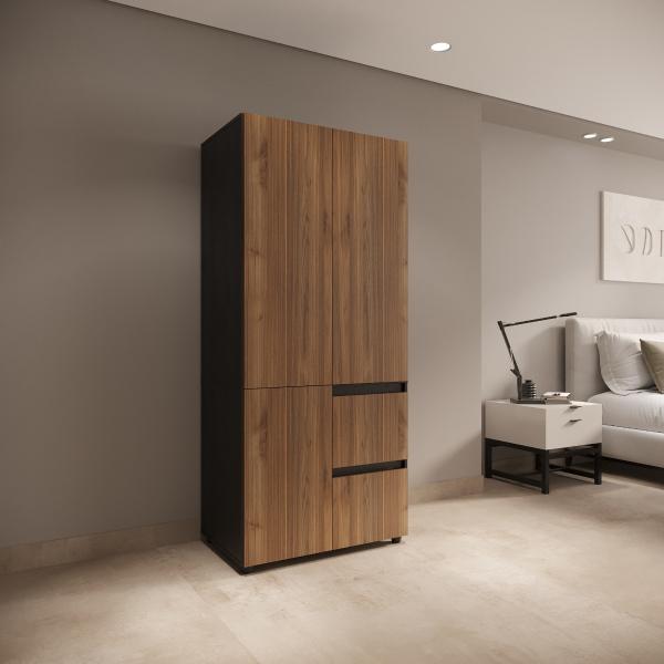 ARMARIO EXPANDIBLE NASH MARCA MADERKIT CON 2 CAJONES Y 3 PUERTAS COLOR GALES-NEGRO