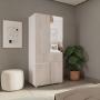 ARMARIO EXPANDIBLE KEENT CON ESPEJO MADERKIT CON 1 GAVETA GRANDE Y 4 PUERTAS COLOR CENIZA BLANCO