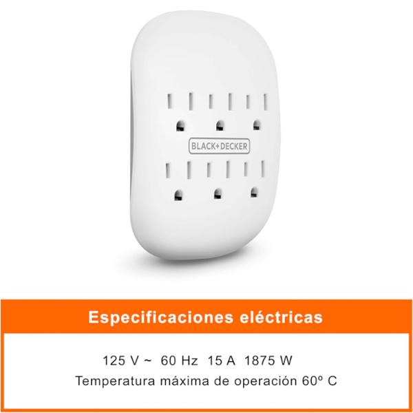 MULTICONTACTO BLACK+DECKER CON 6 ENCHUFES