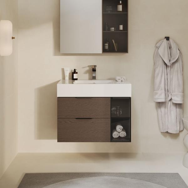 MUEBLE PARA BAÑO FLOTANTE MOSCÚ 31" ESPRESSO MADERA CONTRACHAPADA CON LAVABO