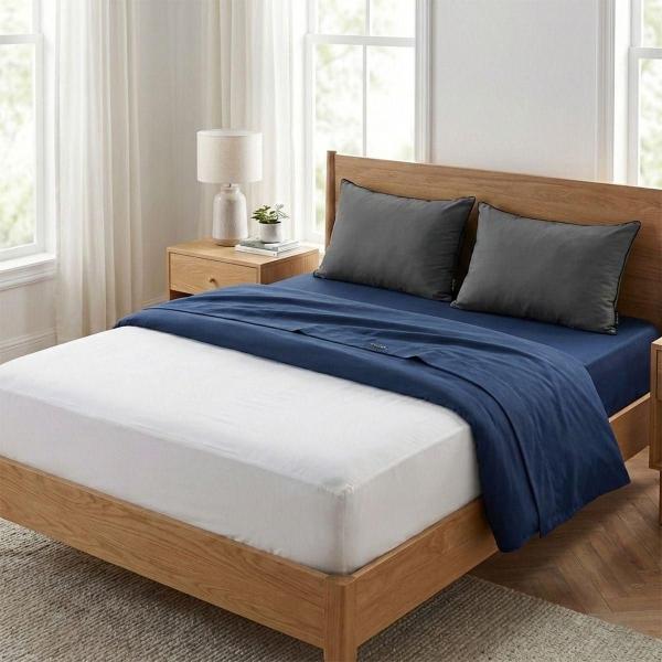 COMBO DICASA QUEEN SIZE PROTECTOR ULTRA + SABANAS SOFTY AZUL MARINO + ALMOHADA 2-PACK