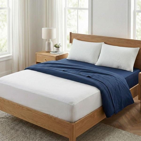 COMBO DICASA MATRIMONIAL PROTECTOR ULTRA + SABANAS SOFTY AZUL MARINO + ALMOHADA FROSTY 2