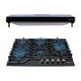 COMBO PARRILLA Y CAMPANA A GAS 76 CM NOVARE CRISTAL NEGRO