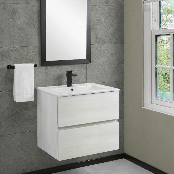 MUEBLE PARA BAÑO FLOTANTE NEVIS 24" BEIGE MDF CON LAVABO