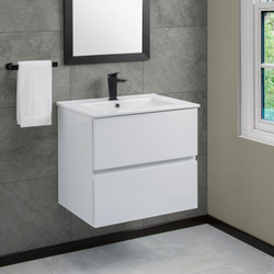 MUEBLE PARA BAÑO FLOTANTE GLACÉ 24" BLANCO MDF CON LAVABO
