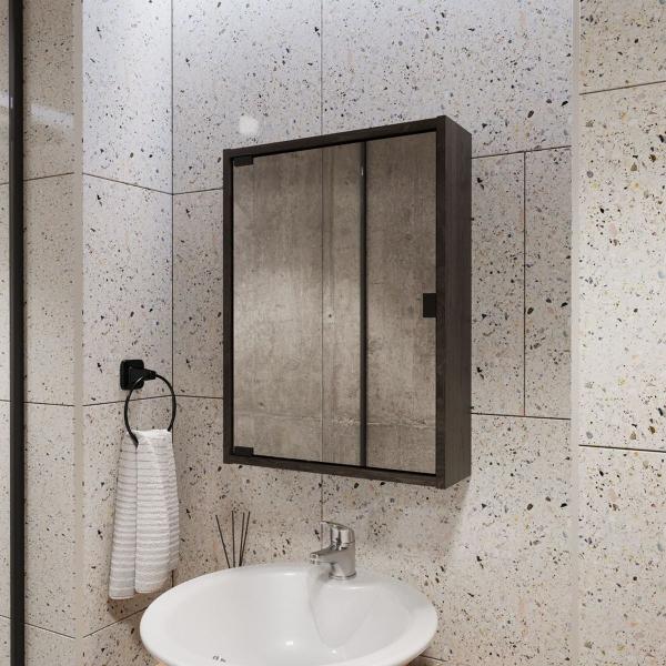 BOTIQUÍN DE BAÑO CON ESPEJO MADERKIT COLOR COÑAG