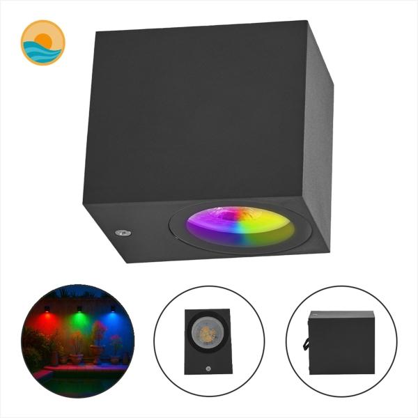 LÁMPARA LED RGB DE MURO EXTERIOR NEGRO 5W IP65 COSTA LINE