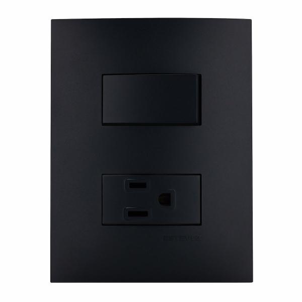 APAGADOR SENCILLO + CONTACTO NEGRO CARBONCILLO C/PLACA INCLUIDA NEGRO CARBONCILLO ESTEVEZ GAMMA