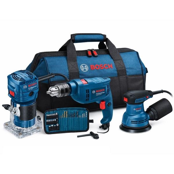 COMBO ROUTER, ROTOMARTILLO, LIJADORA ROTO ORBITAL Y BOLSO DE HERRAMIENTAS