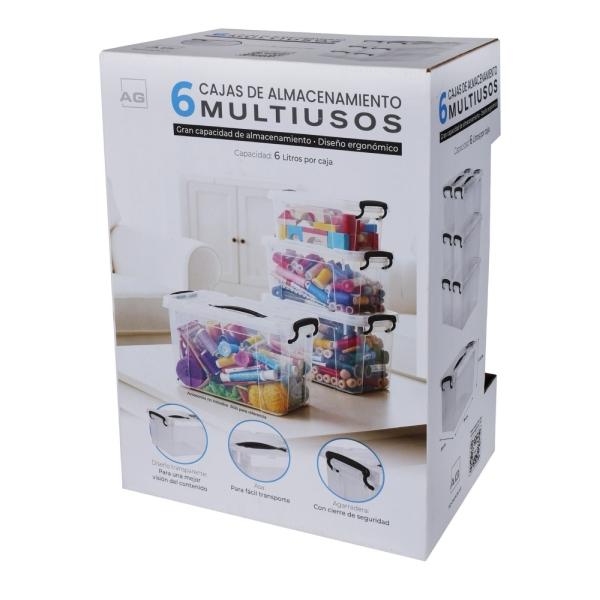 SET DE 6 CAJAS DE PLASTICO TRANSPARENTE