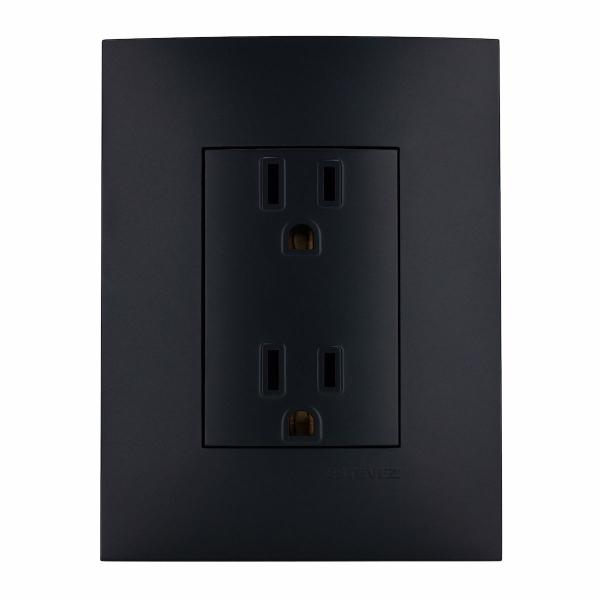 CONTACTO DÚPLEX NEGRO CARBONCILLO C/PLACA INCLUIDA NEGRO CARBONCILLO ESTEVEZ GAMMA