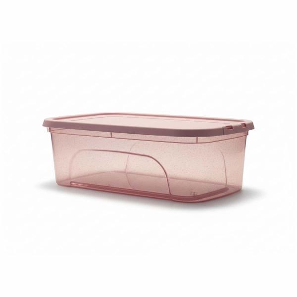 CAJA ZAPATERA DE PLÁSTICO ROSA CON GLITTER