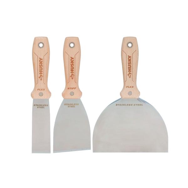 KIT DE ESPÁTULAS PARA RESANADO CON MANGO DE MADERA 3 PIEZAS