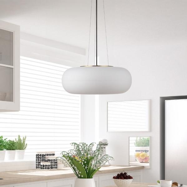 LÁMPARA COLGANTE LED PANTALLA CIRCULAR DE VIDRIO ORO BRILLANTE