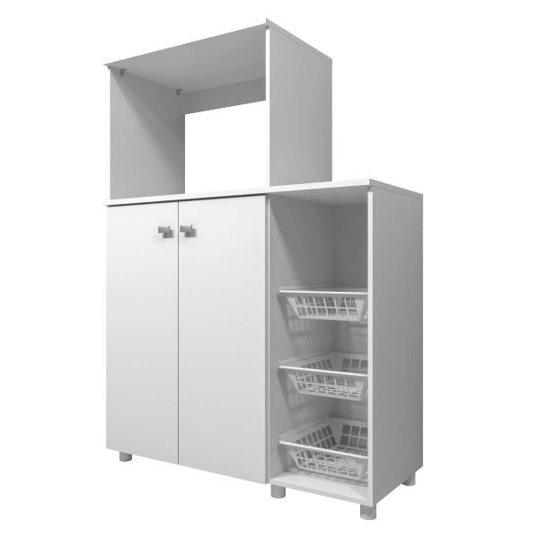 Mueble Cocina Madik puertas y estantes laterales blanco
