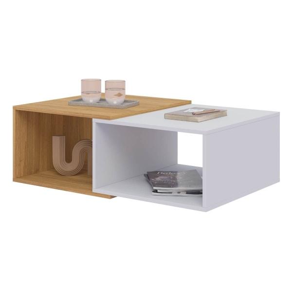 Mesa Centro Madik Moderno combinado blanco/almendra