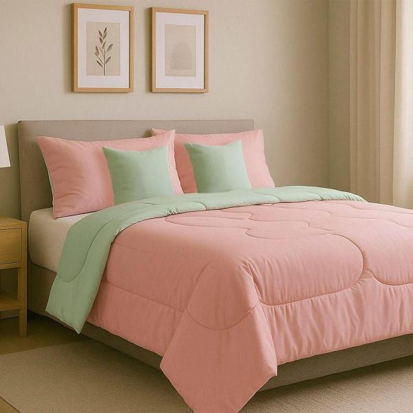 SET DE EDREDON DICASA MATRIMONIAL/QUEEN SIZE COUZY ROSA-MENTA