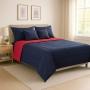 COMBO DICASA QUEEN SIZE EDREDON COUZY ROJO-AZUL MARINO + SABANAS SOFTY AZUL MARINO