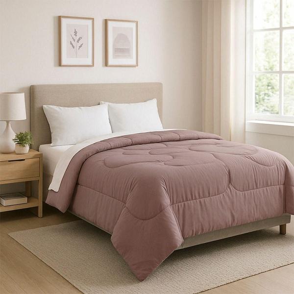 COMBO DICASA QUEEN SIZE EDREDON HOMMY LILA + SABANAS SOFTY PLATINO