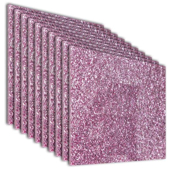 PACK DE 10 LÁMINAS DE ACRÍLICO GLITTER ROSA 40X40