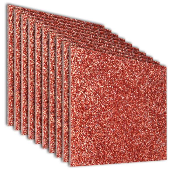 PACK DE 10 LÁMINAS DE ACRÍLICO GLITTER ROJO 40X40