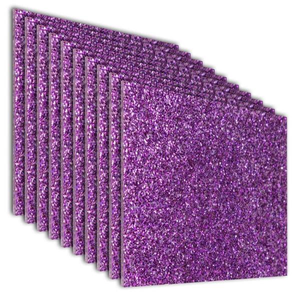 PACK DE 10 LÁMINAS DE ACRÍLICO GLITTER MORADO 40X40