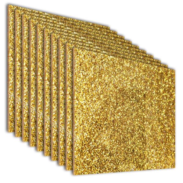 PACK DE 10 LÁMINAS DE ACRÍLICO GLITTER DORADO 40X40