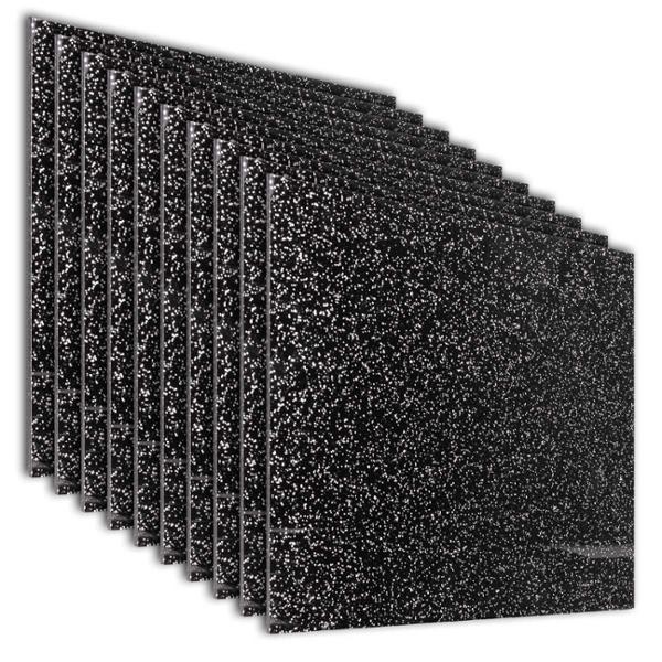 PACK DE 10 LÁMINAS DE ACRÍLICO GLITTER NEGRO 40X40
