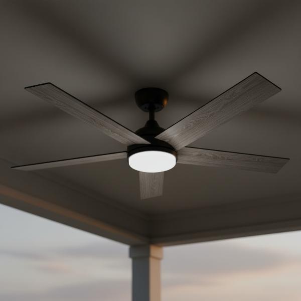 VENTILADOR DE TECHO SUPERBA 52" LED INTEGRADO BLANCO DINÁMICOS NEGRO CON CONTROL REMOTO INCLUIDO
