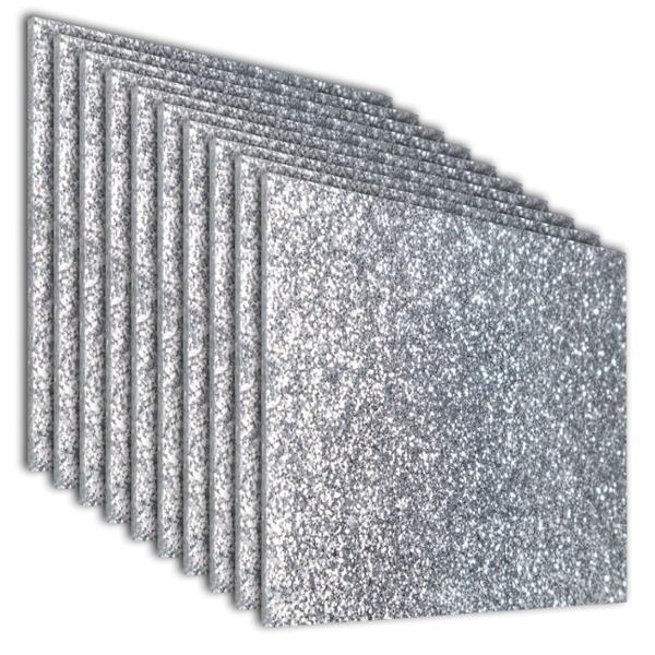 PACK DE 10 LÁMINAS DE ACRÍLICO GLITTER PLATA 40X40