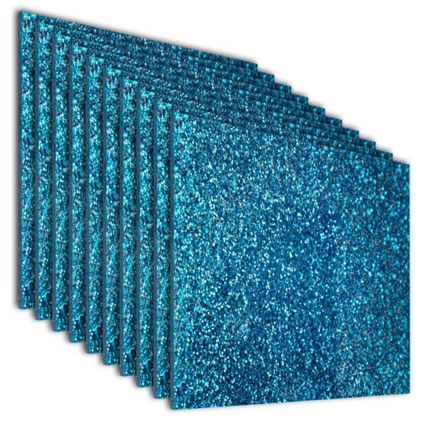 PACK DE 10 LÁMINAS DE ACRÍLICO GLITTER AZUL 40X40