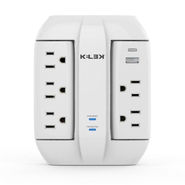 MULTICONTACTO PROTECTOR CON 5 SALIDAS AC Y 2 USB (1AY 1C) BLANCO