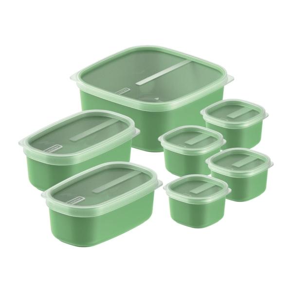 Juego de 7 Recipientes Tramontina con Tapas, Verde.