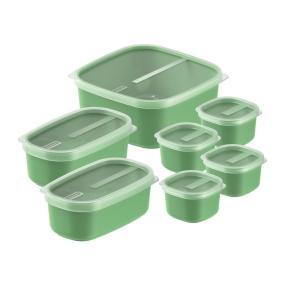 Juego de 7 Recipientes Tramontina con Tapas, Verde.