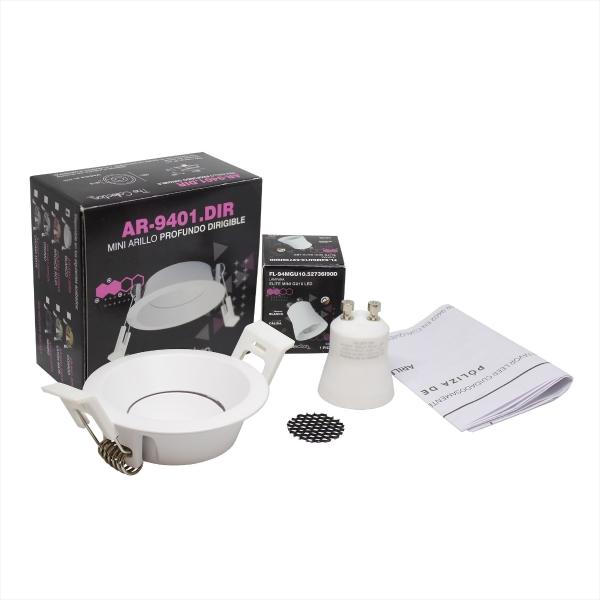 KIT DE LÁMPARA MINI GU10 LED 4.9W LUZ CÁLIDA 3000 K BLANCO