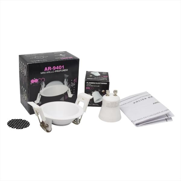 KIT DE LÁMPARA MINI GU10 LED 4.9W LUZ CÁLIDA ATENUABLE ARILLO CLIPS SOQUET