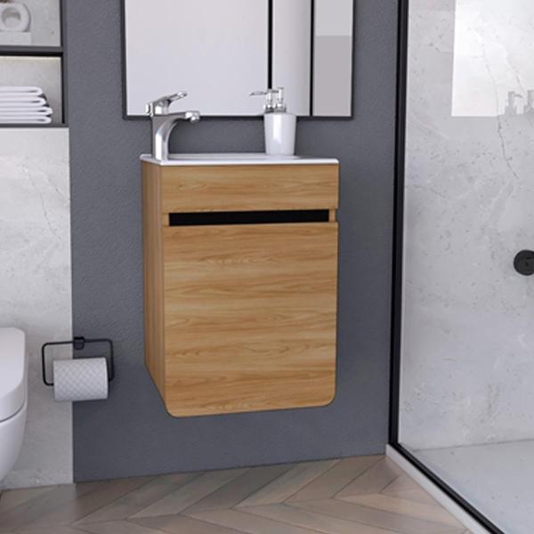 MUEBLE PARA BAÑO DE PISO ALUVIA 16" FRESNO AGLOMERADO CON LAVABO