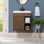 MUEBLE PARA BAÑO FLOTANTE LEIRO 24" NOGAL MDF TERMOFORMADO CON LAVABO BLANCO