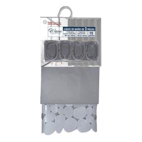 Cortina para regadera 100% PEVA + tapete de baño de PVC