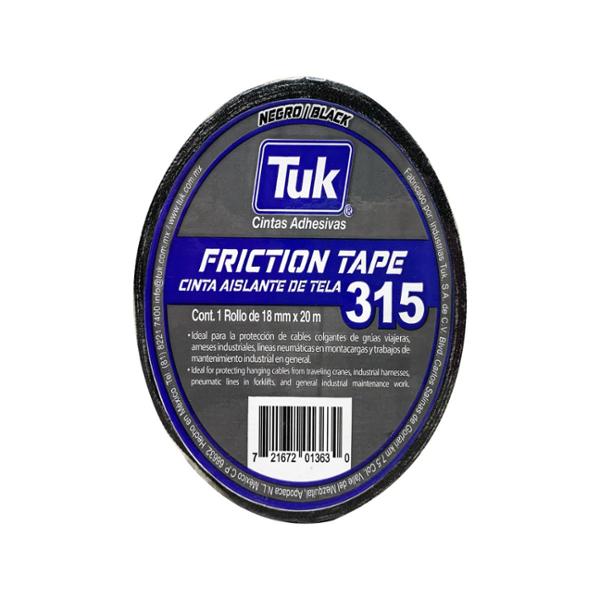 CINTA FRICCIÓN 315 COLOR NEGRO 18MM x 20M
