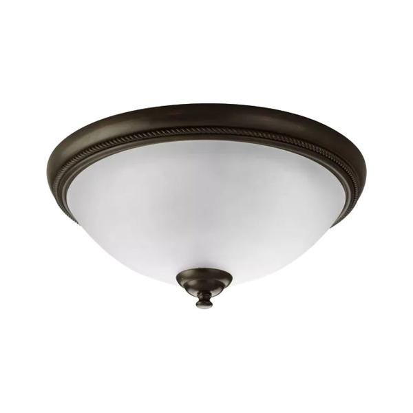 PLAFÓN ILUMINADO DE 2 LUCES BRONCE ANTIGUO Y VIDRIO SATINADO