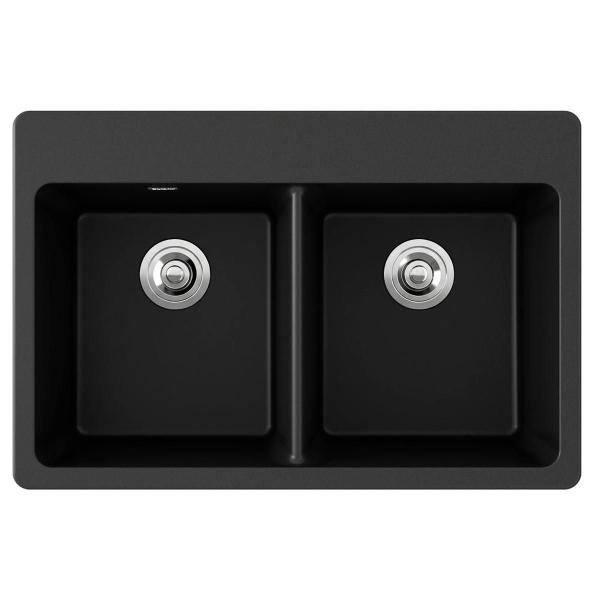 TARJA DE CUARZO NEGRO 83.8 X 55.9 X 25 DE 2 TINAS CON CONTRACANASTAS