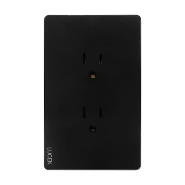 PLACA PLANA CON CONTACTO DUPLEX GLASS NEGRO