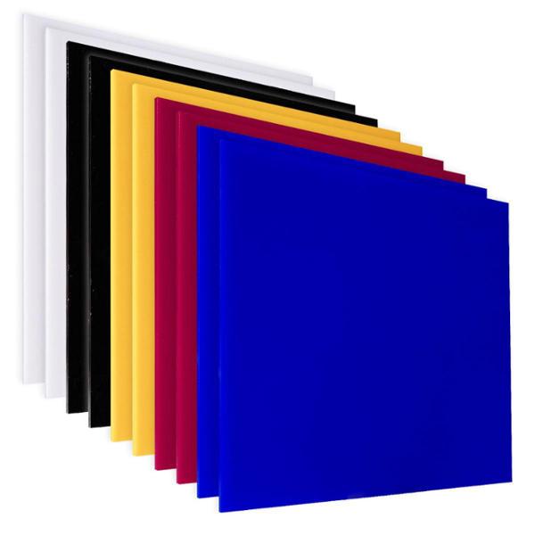 PACK 10 LÁMINAS ACRÍLICO BÁSICOS, NEGRO (2PZS) BLAN(2PZS) AMARI (2PZS) AZUL (2 PZS) ROJO (2PZS)