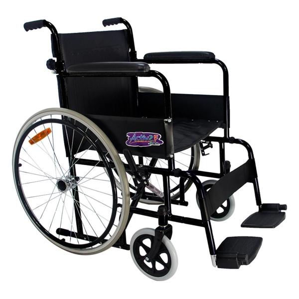 Silla de Ruedas Folding Compacta Económica con Respado Plegable Descansapies Desmontables Negra