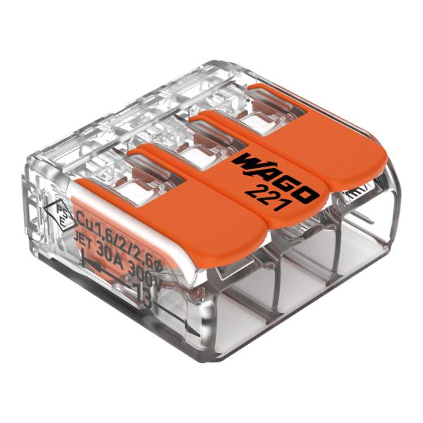 CONECTOR DE EMPALME ELÉCTRICO DE PALANCA 3 POLOS 30 PIEZAS COLOR NARANJA