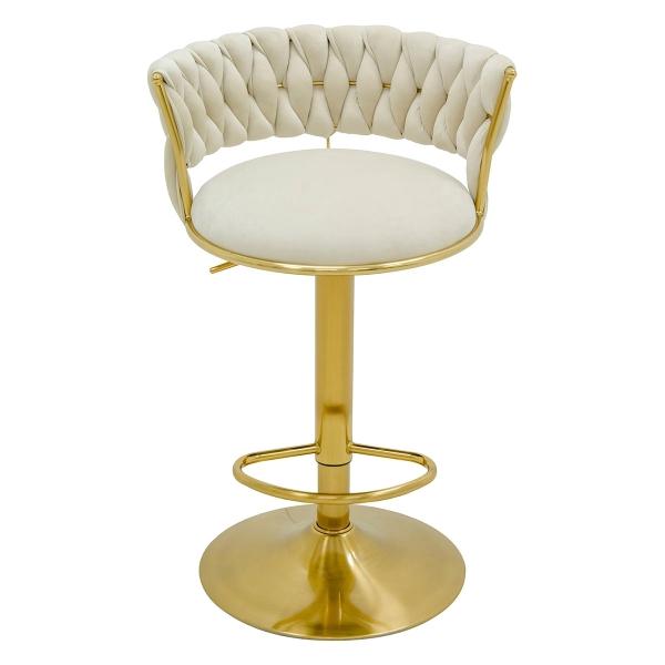 BANCO DE BAR TELA BEIGE DORADO KEI