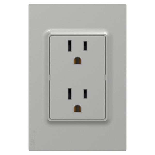 TOMA CORRIENTE DUPLEX US 2P+T 15A 127V COLOR ALUMINIO