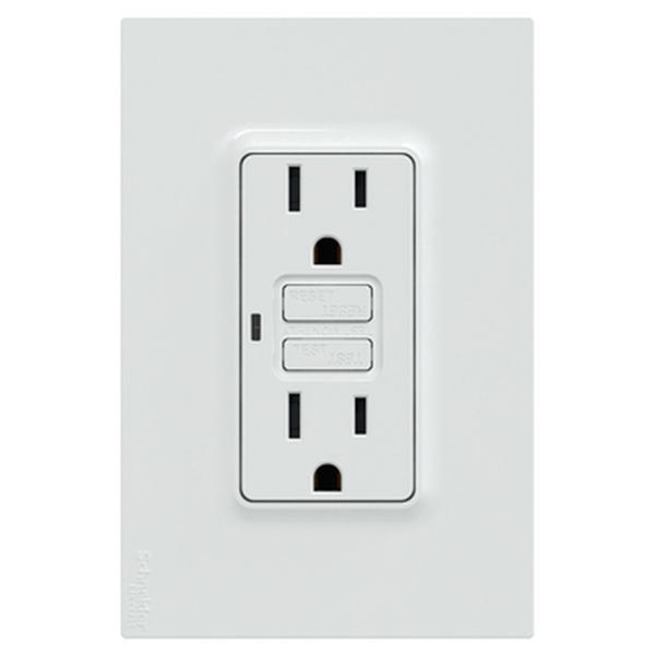 TOMA CORRIENTE DUPLEX US 2P+T 15A 127V GFCI PLACA COLOR BLANCO